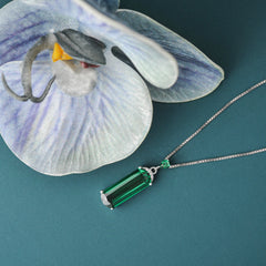 January Birthstone Created Ruby Emerald Pendant Necklace for Women