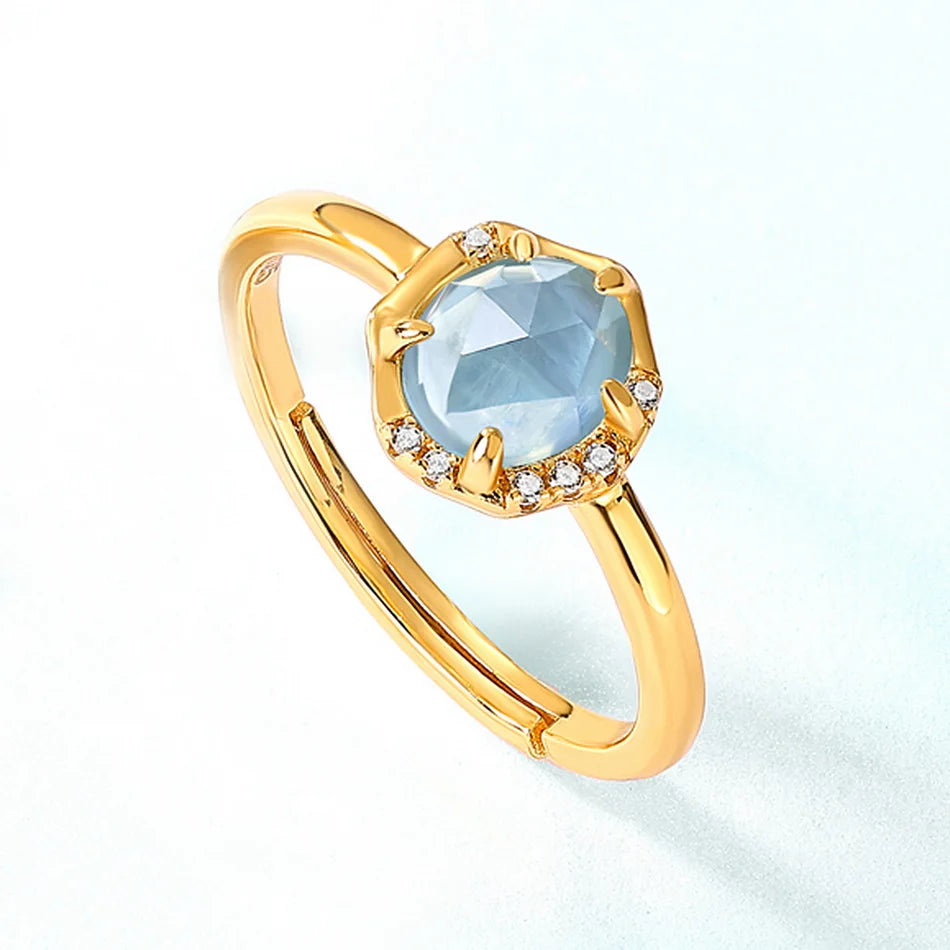 December Birthstone Resizable Rings Natural Moonstone Classic Jewelry