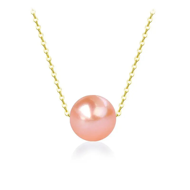 Pearl Necklace 18K Gold Pendant Natural  Fine Jewelry Party For Women