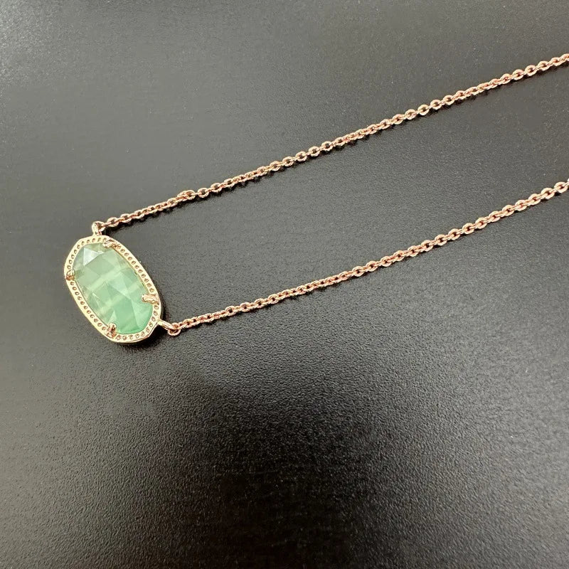 August Birthstone Green Gemstone Pendant Necklace Fashion Jewelry