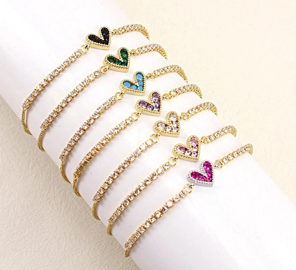 Personalized Heart Bracelet Jewelry 24K Gold Shiny Crystal Plated