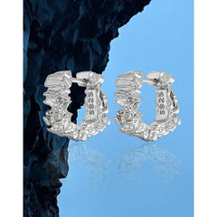 Hoop earrings S925 silver Hammered Embossed For Women Fine Jewelry