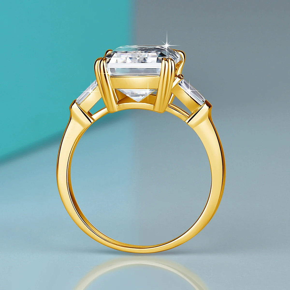 Gold Rings Emerald Cut Big Jewelry For Women Engagement