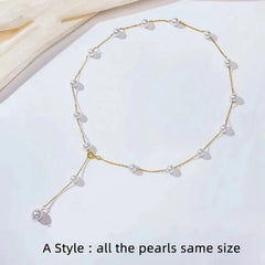 Pearl necklace 18K Gold Natural Au750 Fine Jewelry