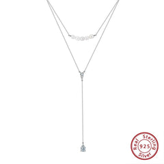 Pearl necklace  with Clear Classic Sterling Silver 925 Chain