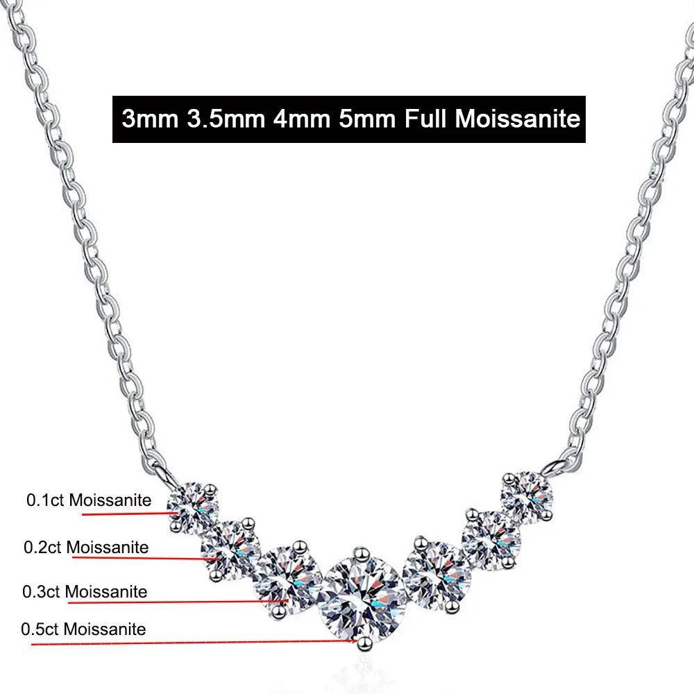 Color Full Moissanite Necklace Fine Jewelry S925 Silver Plated 18k 1.7cttw Necklace