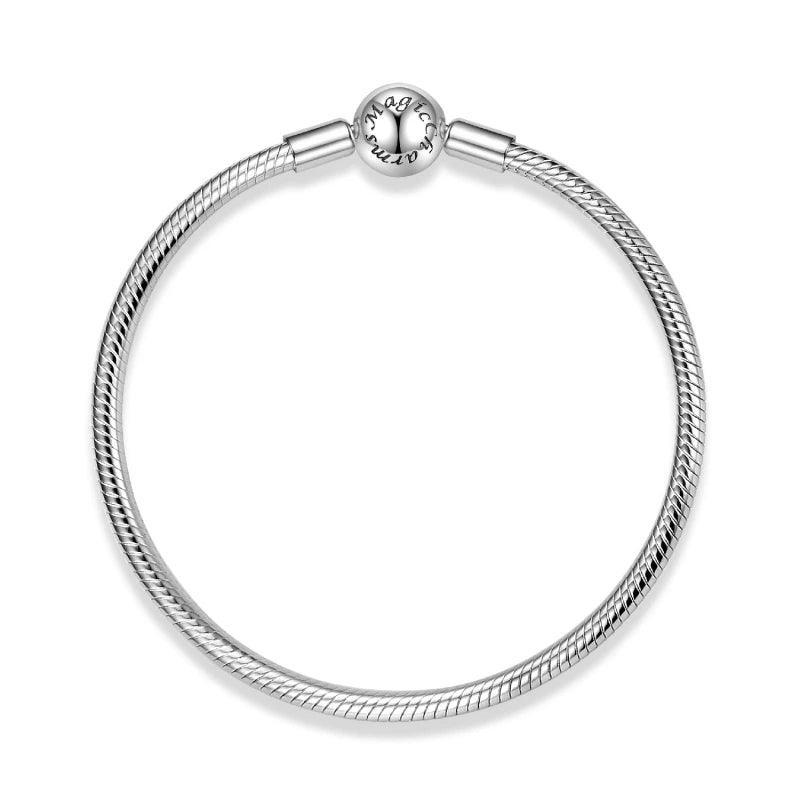 Sterling Silver 925 Bracelets Round Shape Snake Chain Accessories Fashion Jewelry