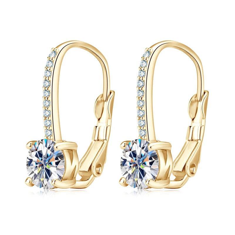 Gold Earrings Plated Silver Hoops 925 Dangle Back Moissanite