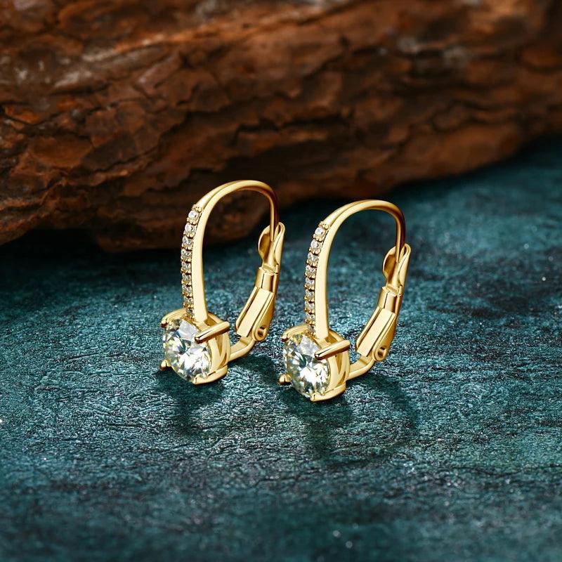 Gold Earrings Plated Silver Hoops 925 Dangle Back Moissanite