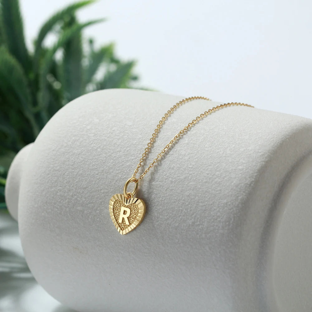 Name necklace 925 Silver Layered Initial Heart 14K Gold Letter Jewelry