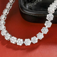 Flower Shape Diamond Bracelets 925 Sterling Silver Plated White Gold