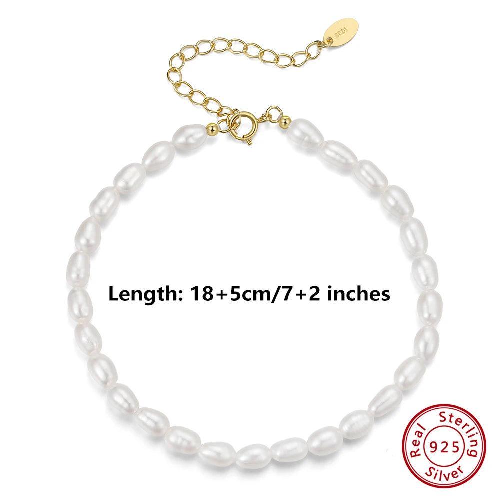 Natural Baroque Sterling Silver 925 Pearl Bracelet 14K Gold Jewelry