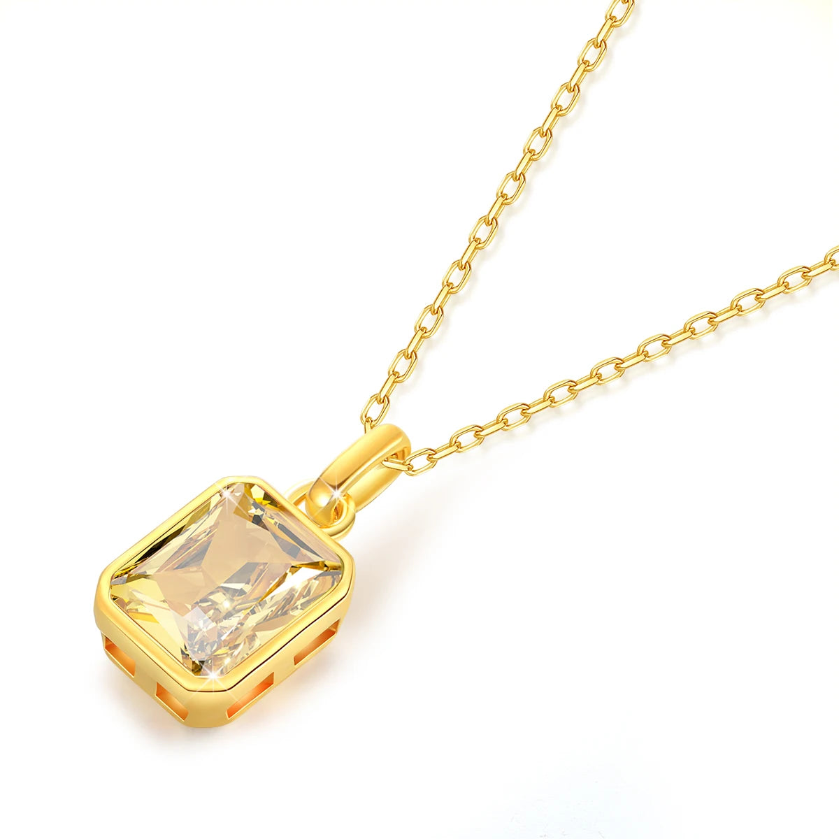 June Birthstone 18k Gold Necklace Stone Rectangle With Pendant