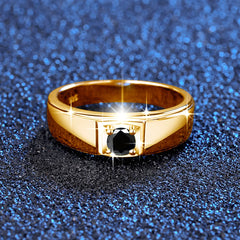 Gold rings Natural Black Moissanite With Signet