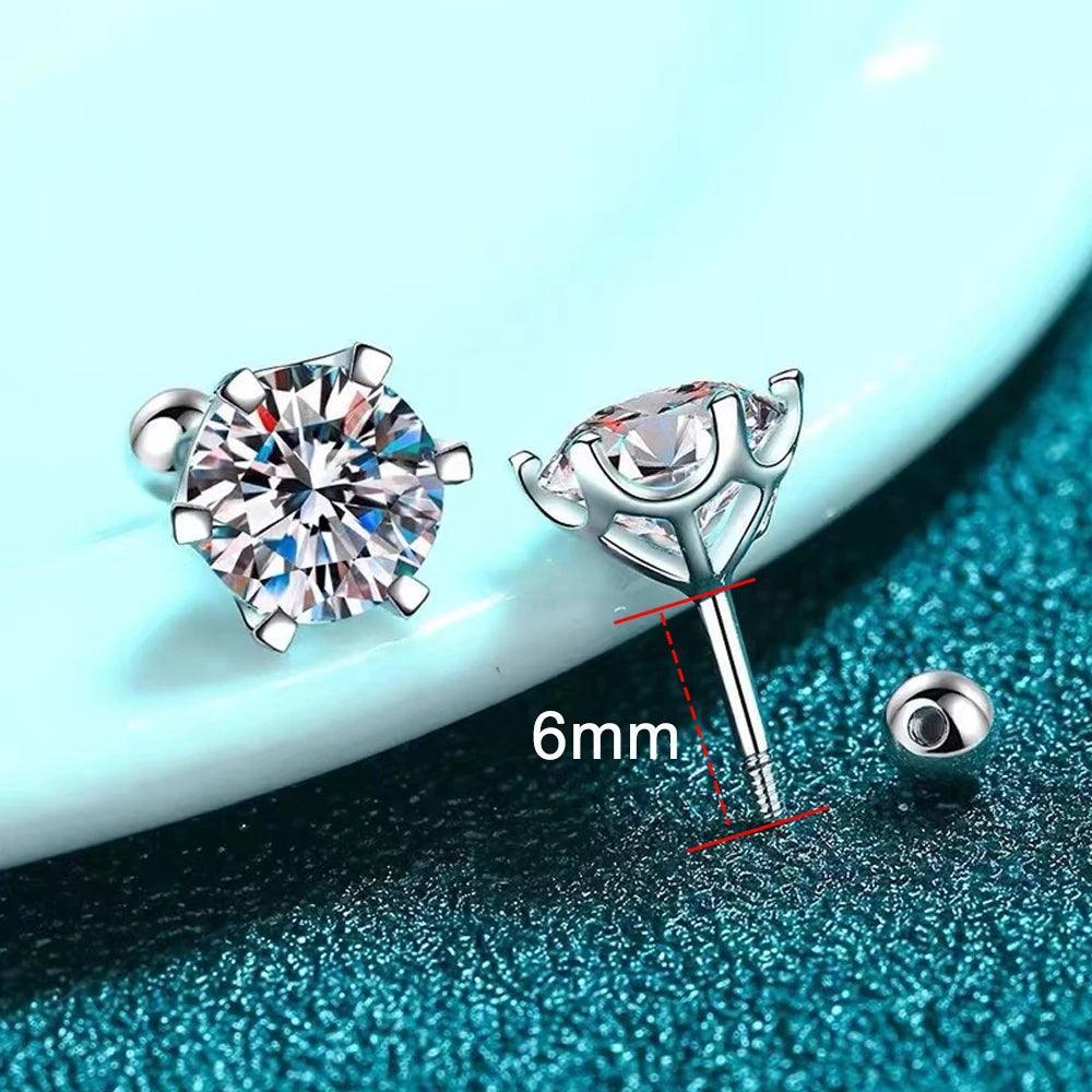 Moissanite Earrings Stud 18K Plated Sterling Silver D VVS1 Round