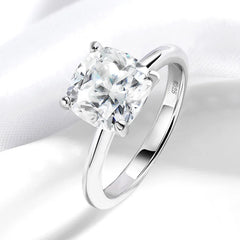 Moissanite Rings Cushion Cut for Women 925 Sterling Silver Band