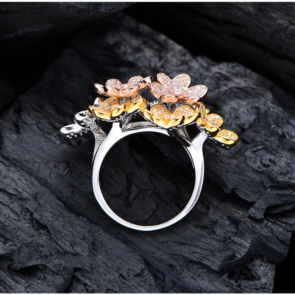 Diamond Ring Luxury Flowers Gemstone Fine Jewelry