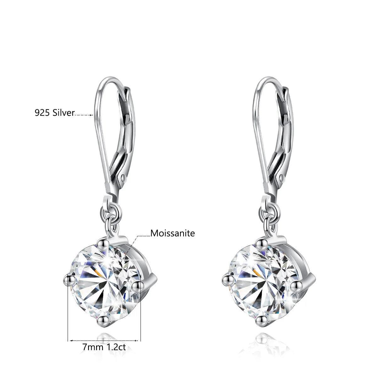 Gold Earrings Round Moissanite Drop with Party Jewelry