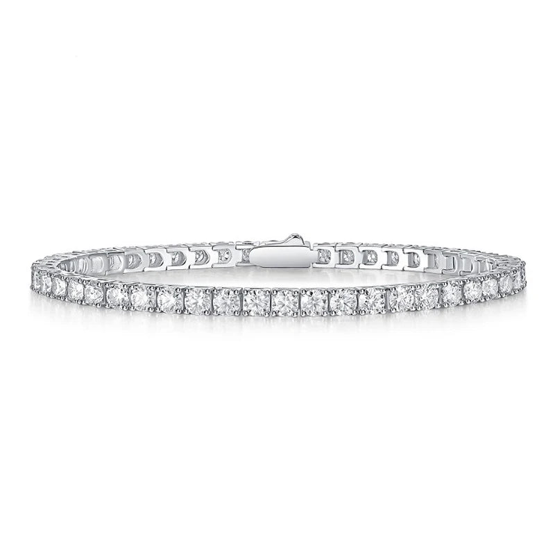 Tennis Bracelet White Full Moissanite 925 Silver Diamond Link
