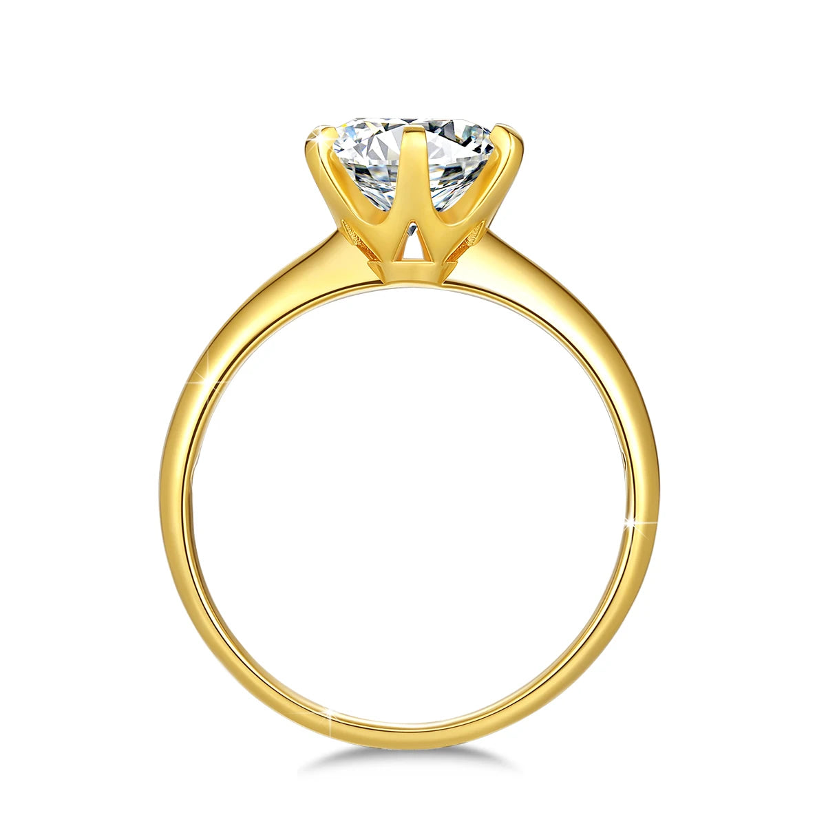 Gold rings Pure 18k Moissanite Round Luxury Brands Jewelry For Women