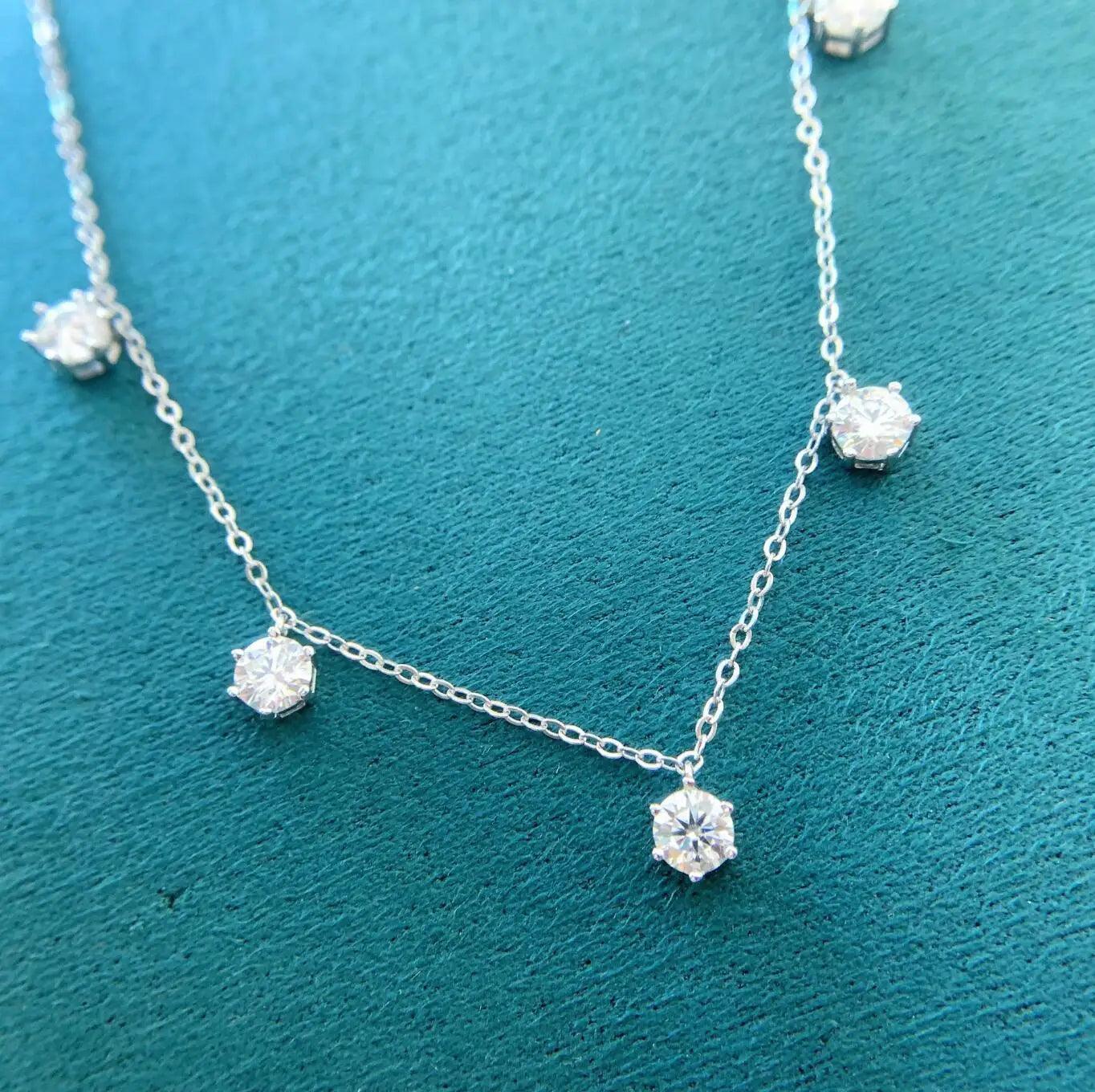 Tennis Moissanite Necklace Chain 925 Sterling Silver  Diamond Jewelry