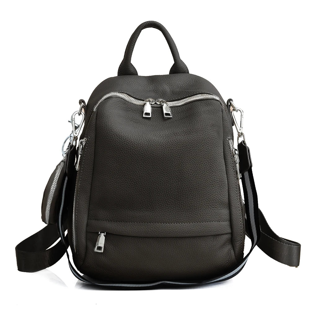 Leather Women's Backpack High Quality School Shopper Shoulder Bag