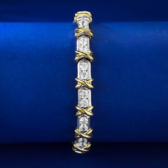 Diamond Bracelets High S925 Silver Row of Two tone Chain Jewelry