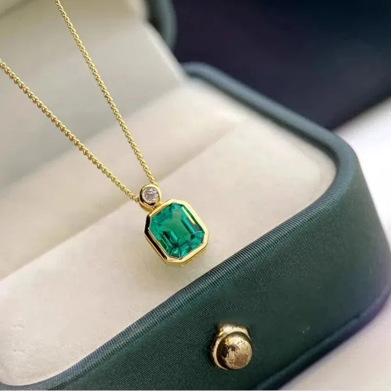 May Birthstone Necklace Green 925 Silver Plated 18k Gold