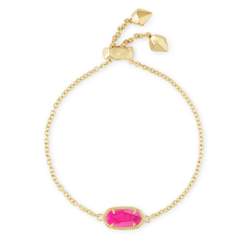 July Birthstone Geometric Pink Gemstone Chain Bracelet Fashion Jewelry