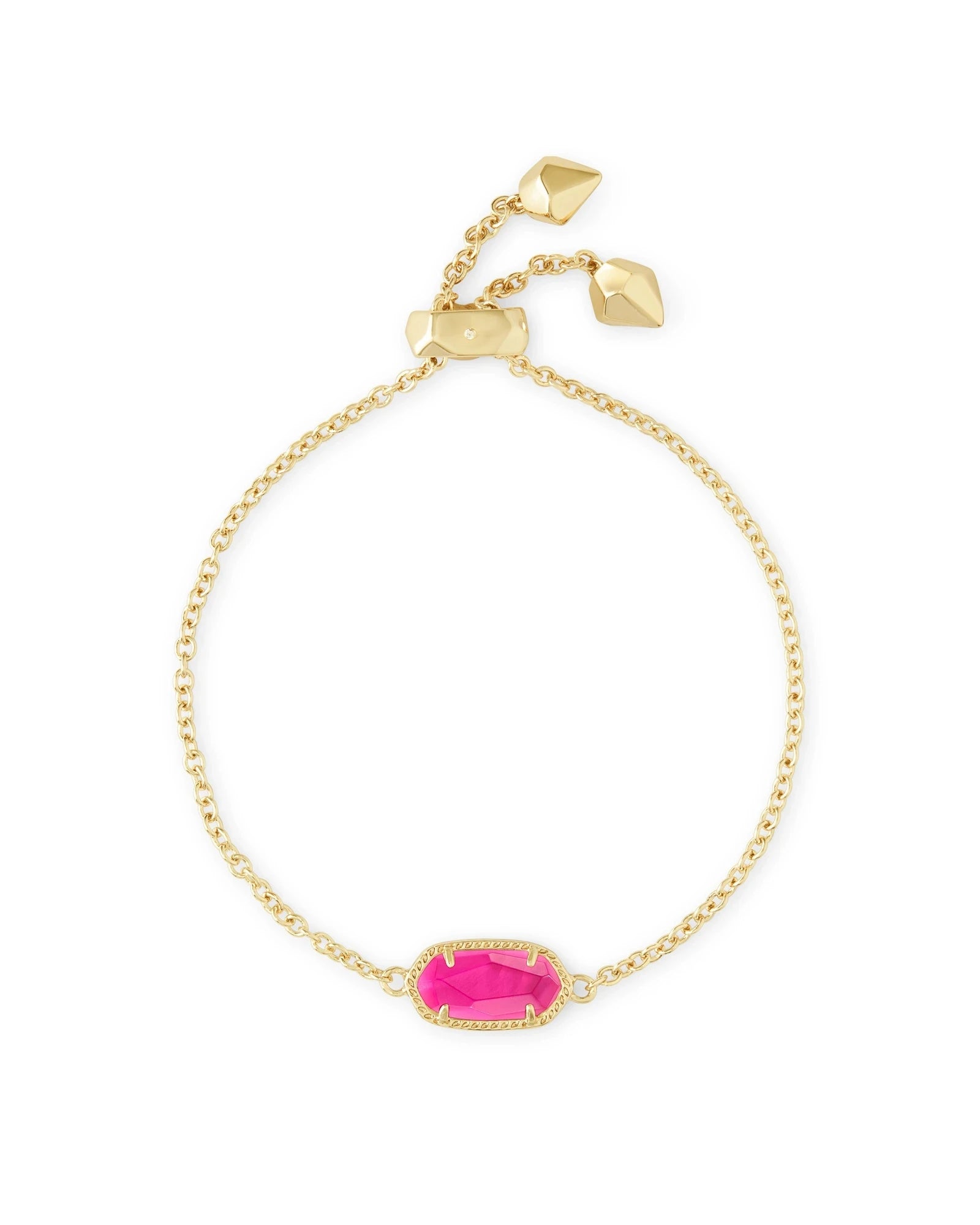 July Birthstone Geometric Pink Gemstone Chain Bracelet Fashion Jewelry