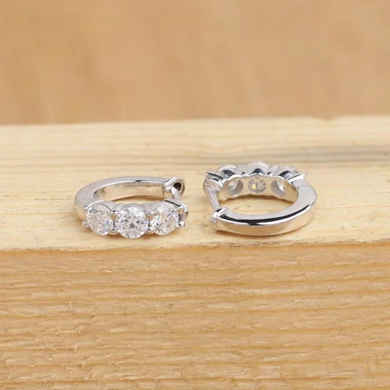 Moissanite Earrings Sterling Silver 925 D-VVS1 Round Classic