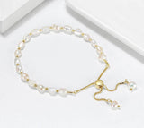 Natural Baroque Sterling Silver 925 Pearl Bracelet 14K Gold Jewelry