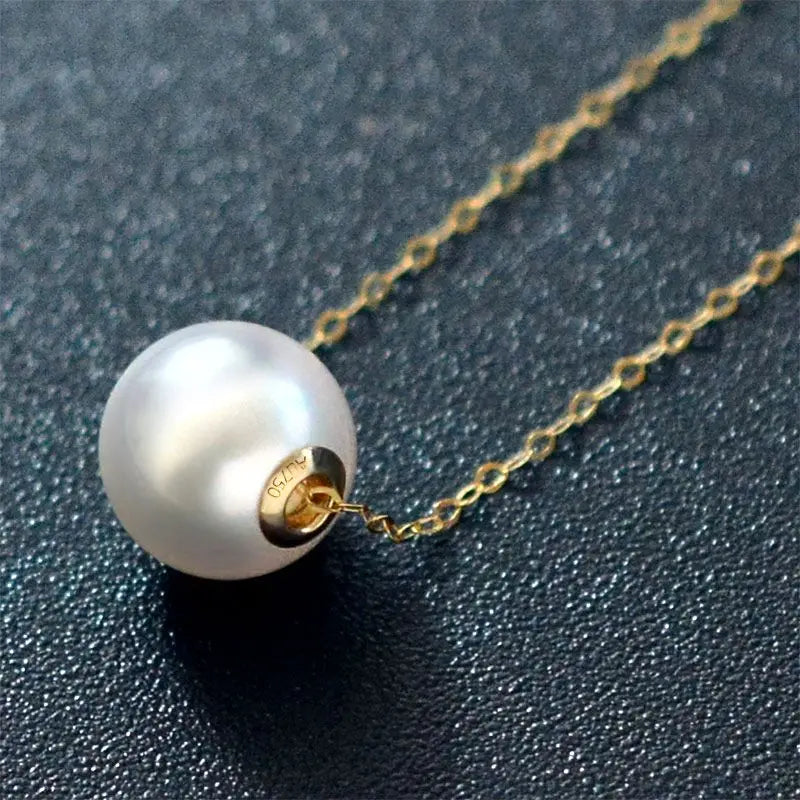 Pearl Necklace 18K Gold Pendant Natural  Fine Jewelry Party For Women