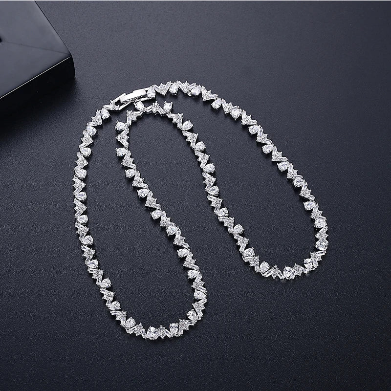 Diamond Necklace Luxury Design For Women Heart Shape Jewelry