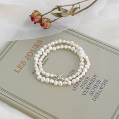 Pearl Necklace Natural Freshwater Sterling Silver 925 Women's Jewelry