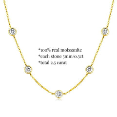 D Color Moissanite Necklace S925 Silver Round Cut Diamond Bubble Neck Chain Jewelry