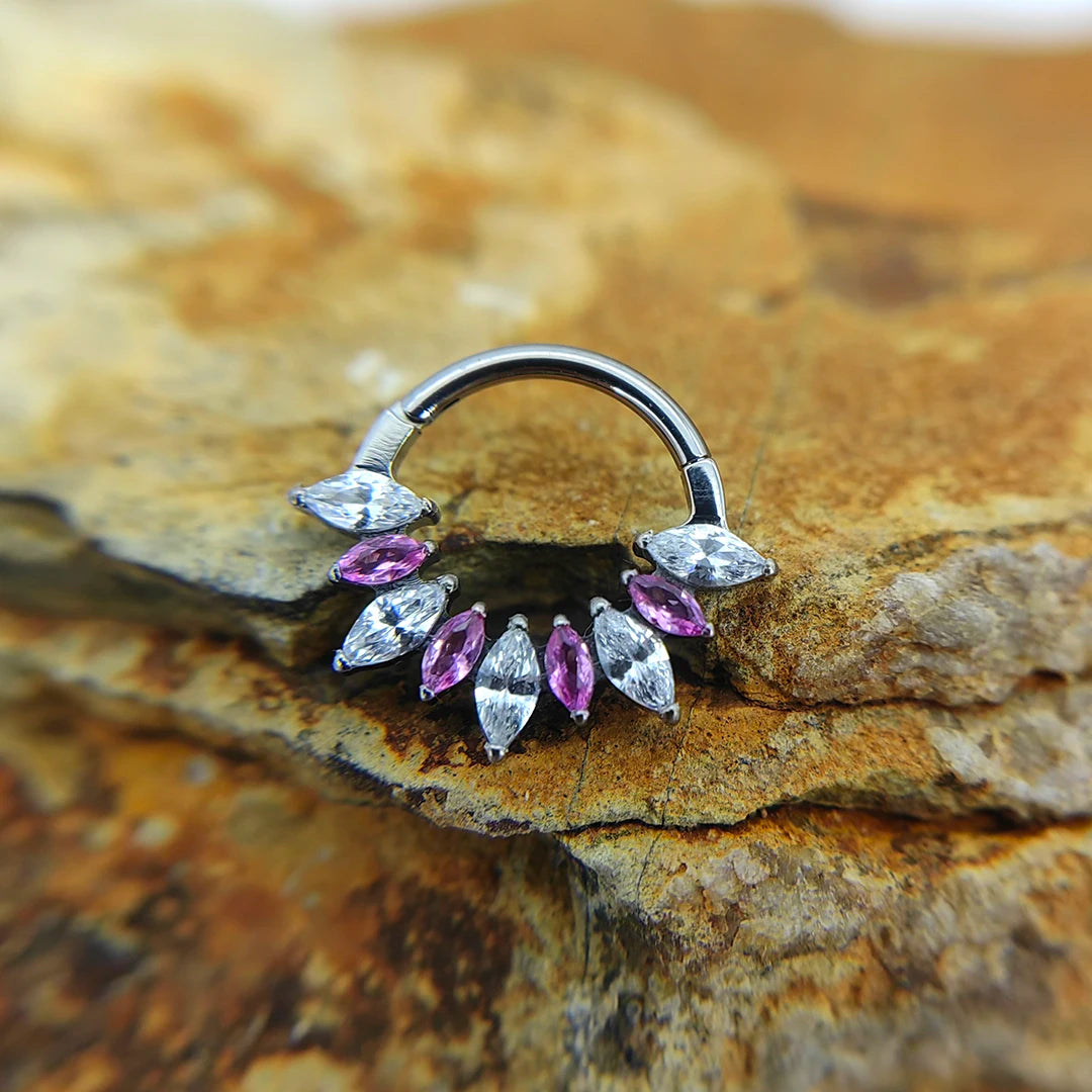 Nose Rings Multicolor Marquise Titanium with Clicker Piercing Jewelry