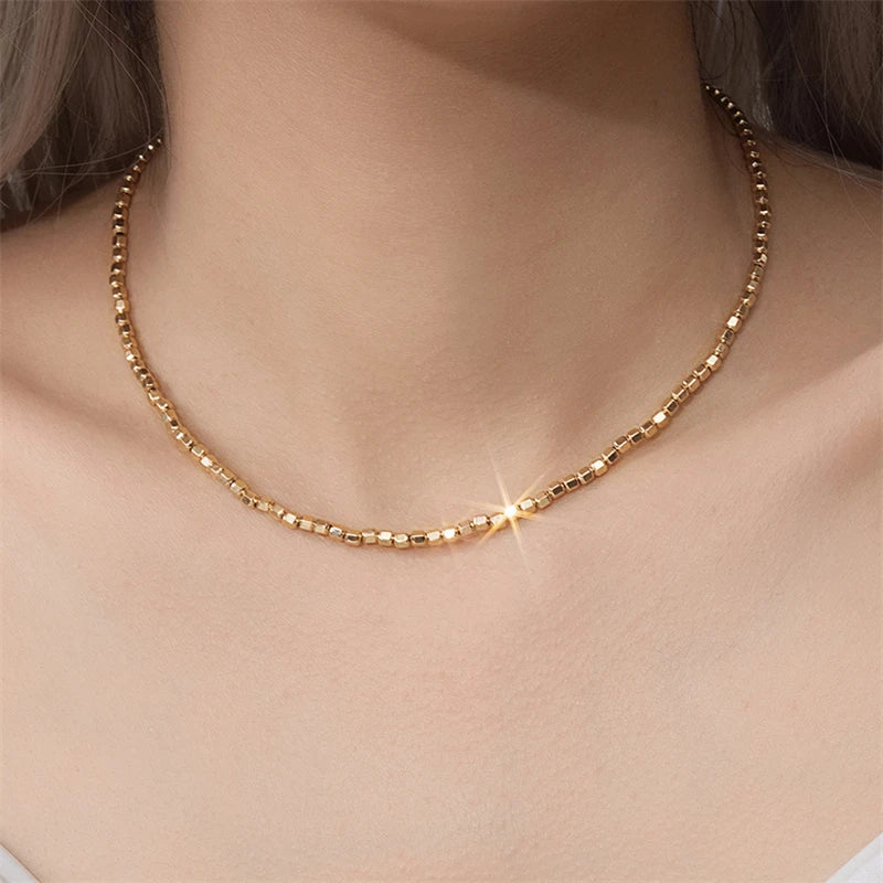 Gold necklace 14K Filled Bead Dainty Bead Tarnish Resistant Jewelry