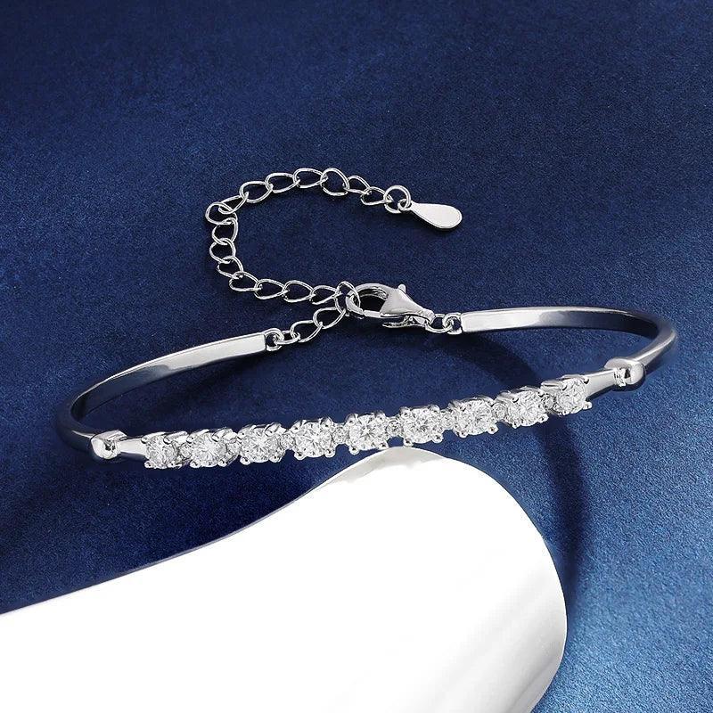 Charm Bracelets Bangle S925 Sterling Silver Luxury Moissanite 