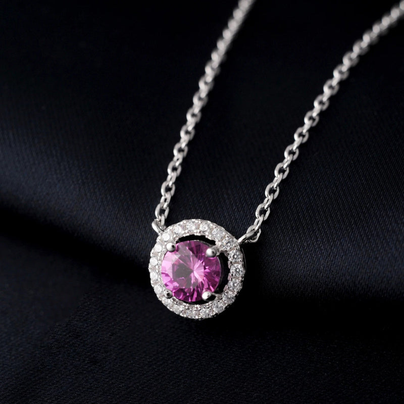 July Birthstone Created Pink Necklace Gemstone Fine Daily Jewelry