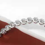 Flower Shape Diamond Bracelets 925 Sterling Silver Plated White Gold