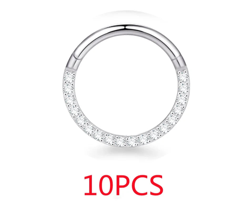 Nose Ring Round Segment Piercing Jewelry 16G Side Facing Pyramid