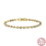 Gold 14K Shiny Tennis Bracelet 925 Sterling Silver Setting Luxury Bracelet Jewelry