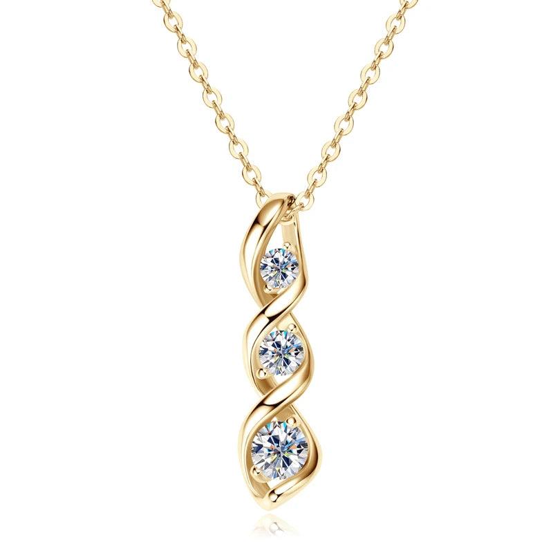 Gold necklace 3 Stone Infinity Pendant D Moissanite Trend Jewelry