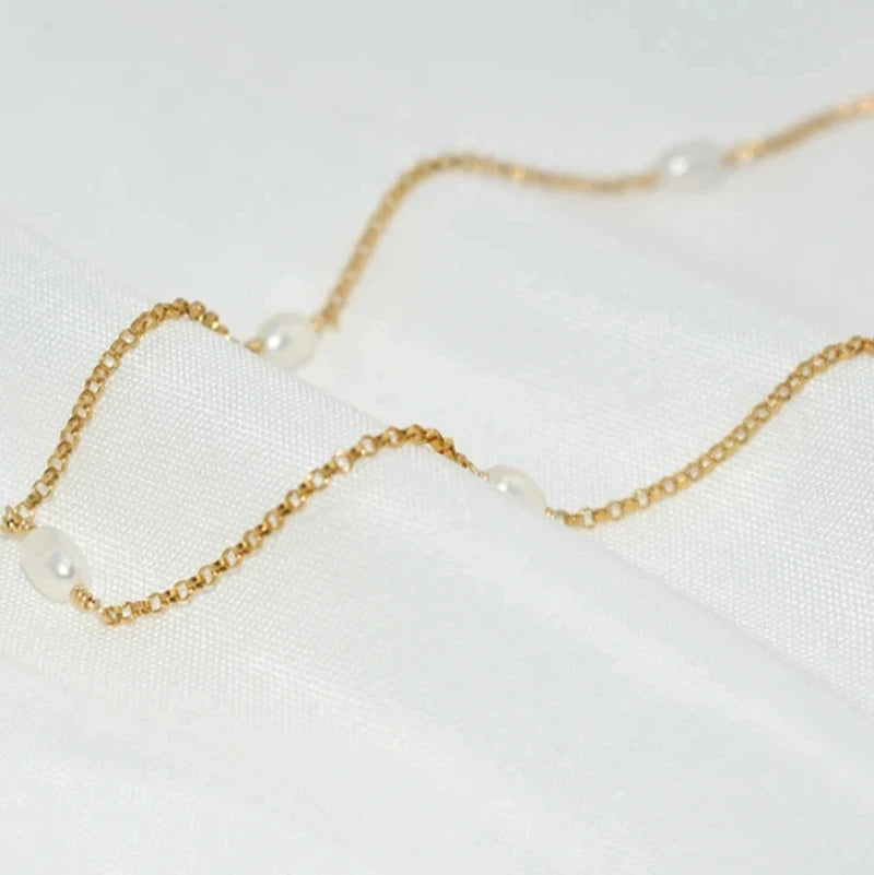 Gold Necklace Natural Pearl Choker Filled Pendants  Jewelry