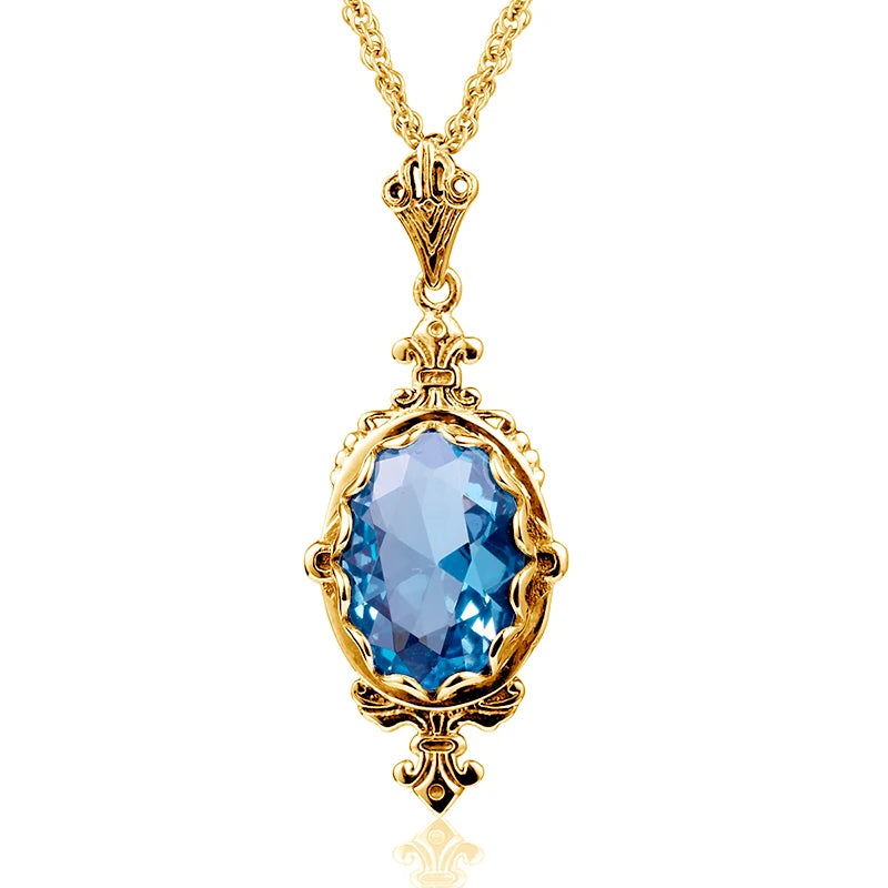 October Birthstone Solid Necklace Pendant Stone Vintage Jewelry