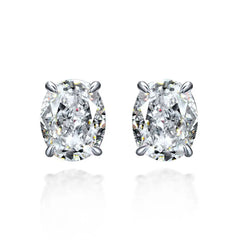 Diamond Earrings 925 Silver Oval High Carbon Stud Fine Jewelry