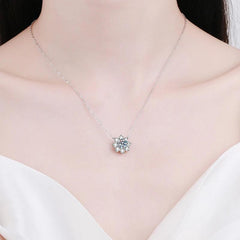 Diamond Necklace silver S925 sunflower pendant