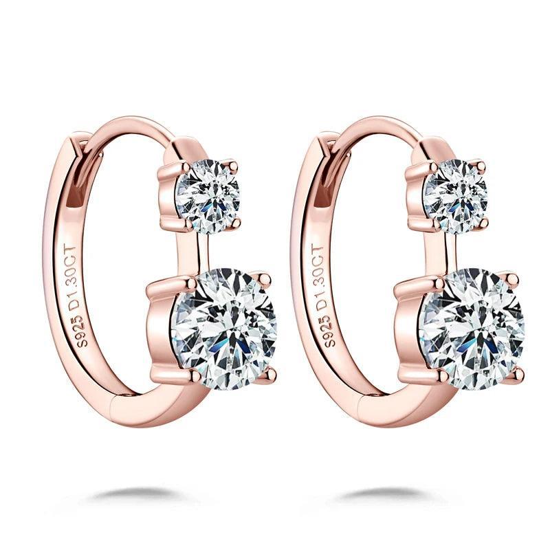 Moissanite Earrings Hoops With Original 925 Silver Round Diamond