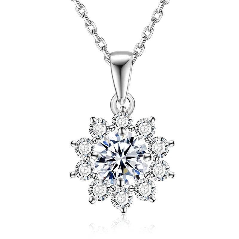 Silver 925 Necklace With Real D Color Moissanite Round Shape jewelry